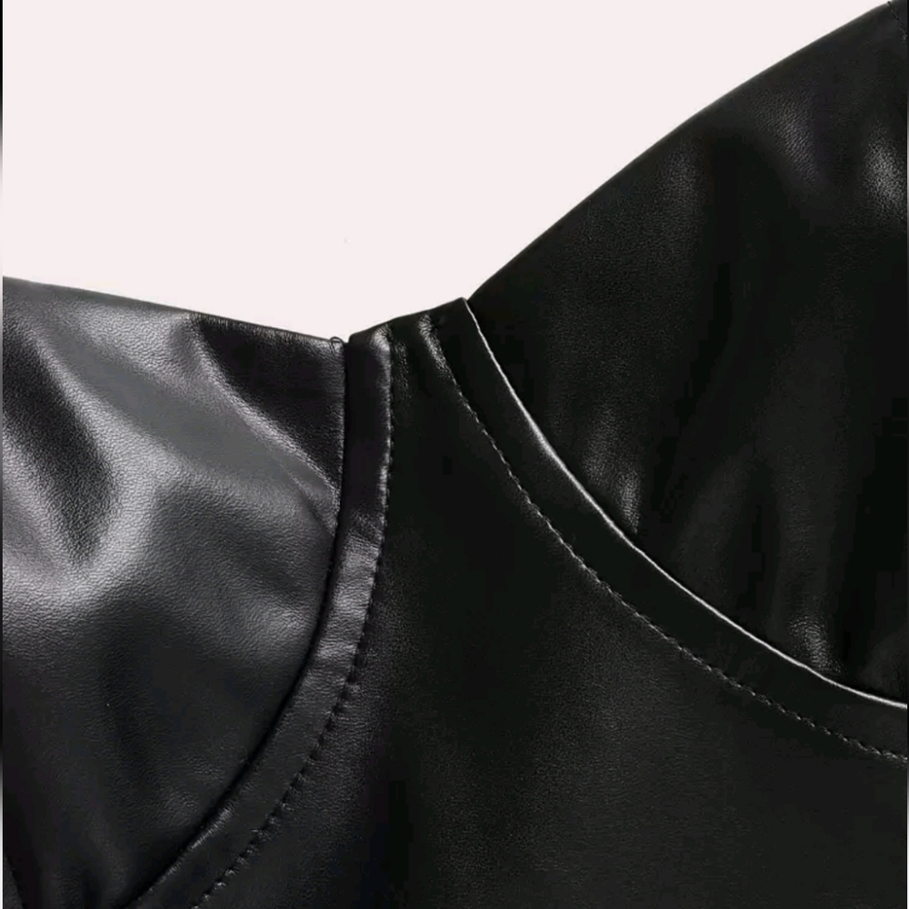 Black Faux Leather Cami Dress - Picture 3 of 8